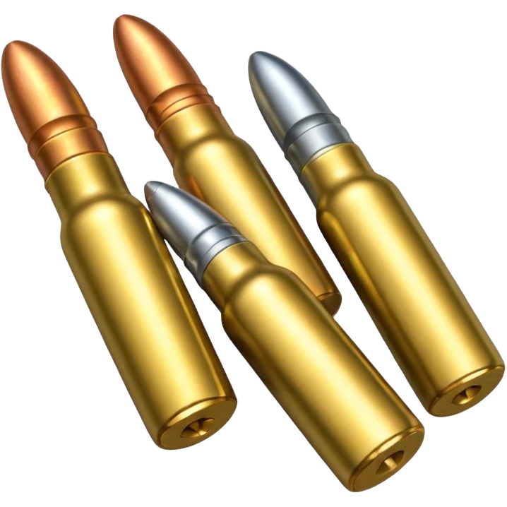 five gun bullets. four of them of one color and the fifth one of another color emoji
