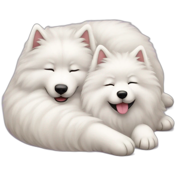 two-samoyeds-cuddle-sleep emoji