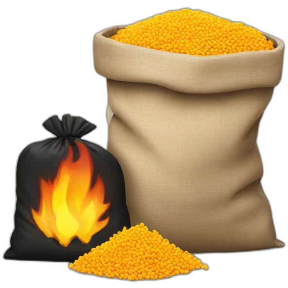 fire and bag of pellets emoji