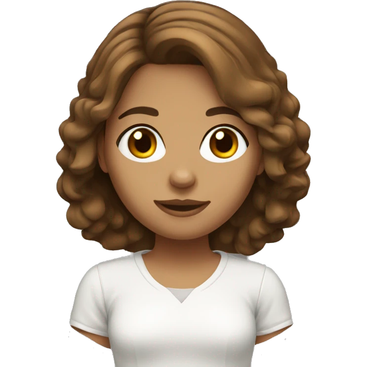 brown-haired girl medium hair emoji