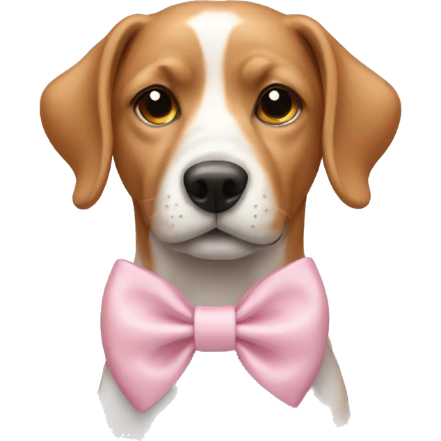 Dog wearing light pink bow emoji