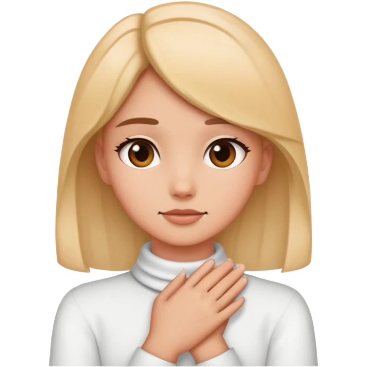 Girl holding hands crossed on her neck emoji