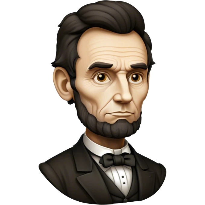 Cinematic Realistic Abraham Lincoln Portrait Emoji, depicted as a stoic iconic statesman with a tall dignified silhouette and thoughtful expression, rendered with detailed textures and dramatic historical lighting that captures his timeless presence. emoji