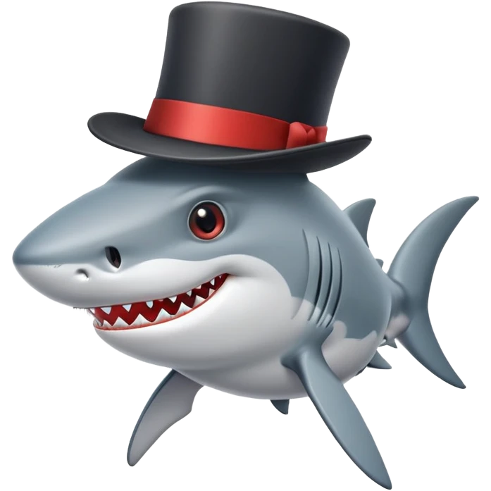 Shark with a top hat emoji