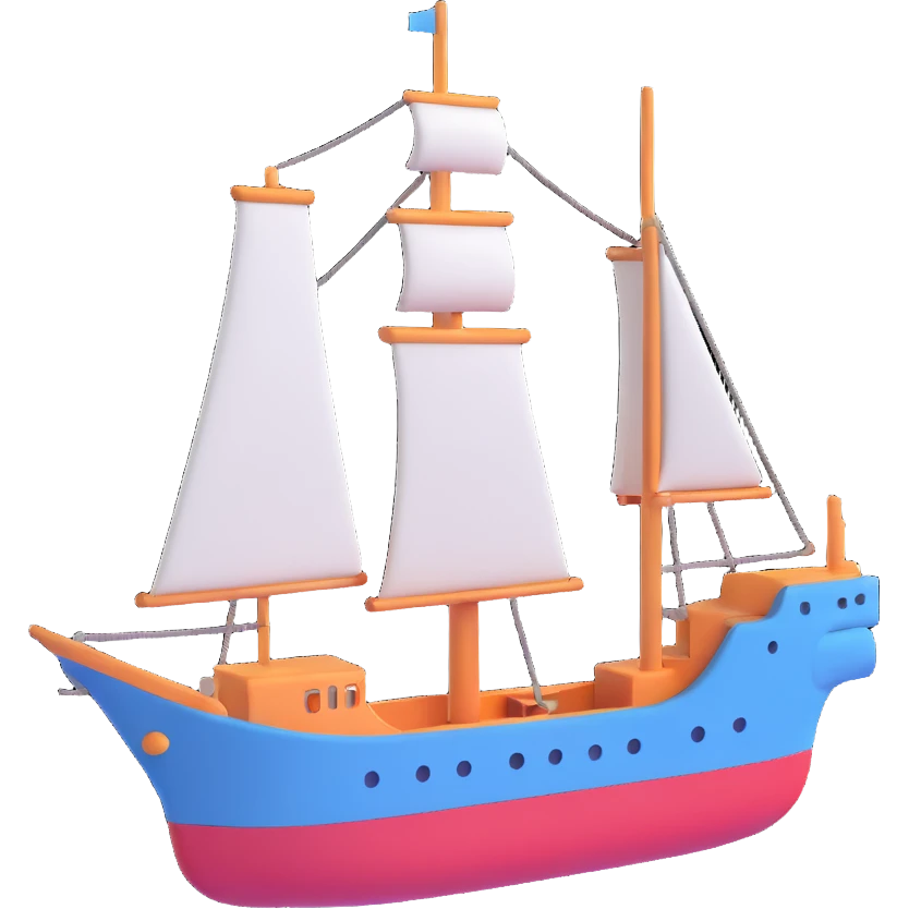 a ship, 3d emoji style emoji