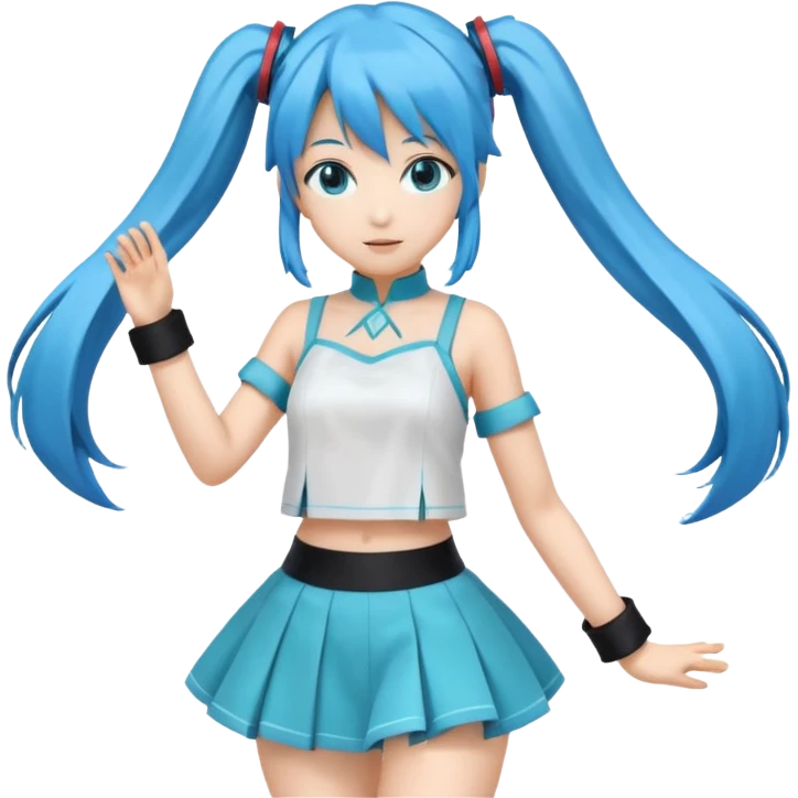 hatsune miku dancing in her classic outfit emoji