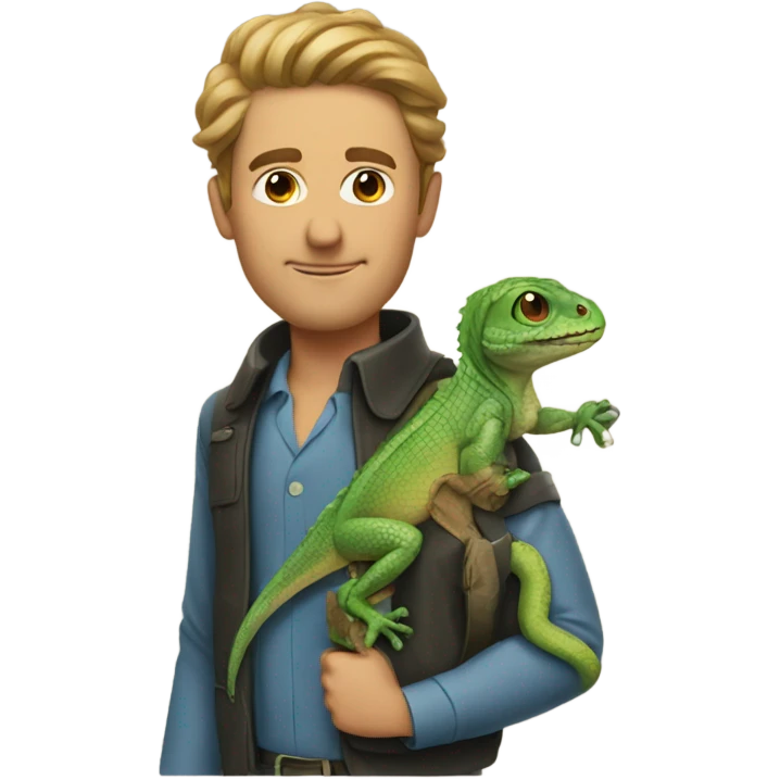 Man with lizard on his shoulder emoji