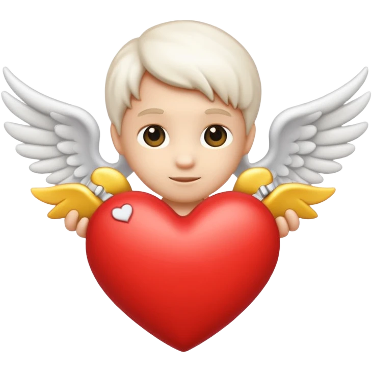 white cupid heart, classic emoji style emoji