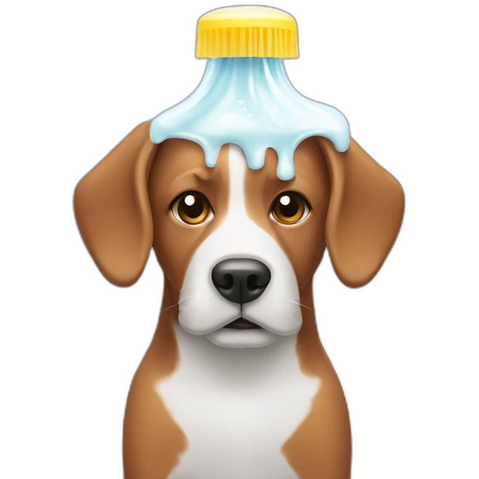 dog and shampoo foam on head emoji