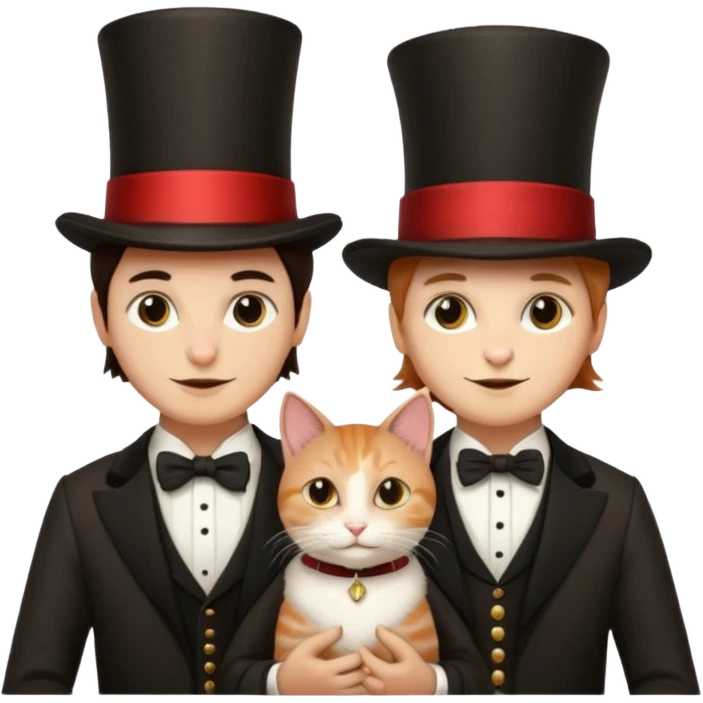 magician couple and their pet cat emoji