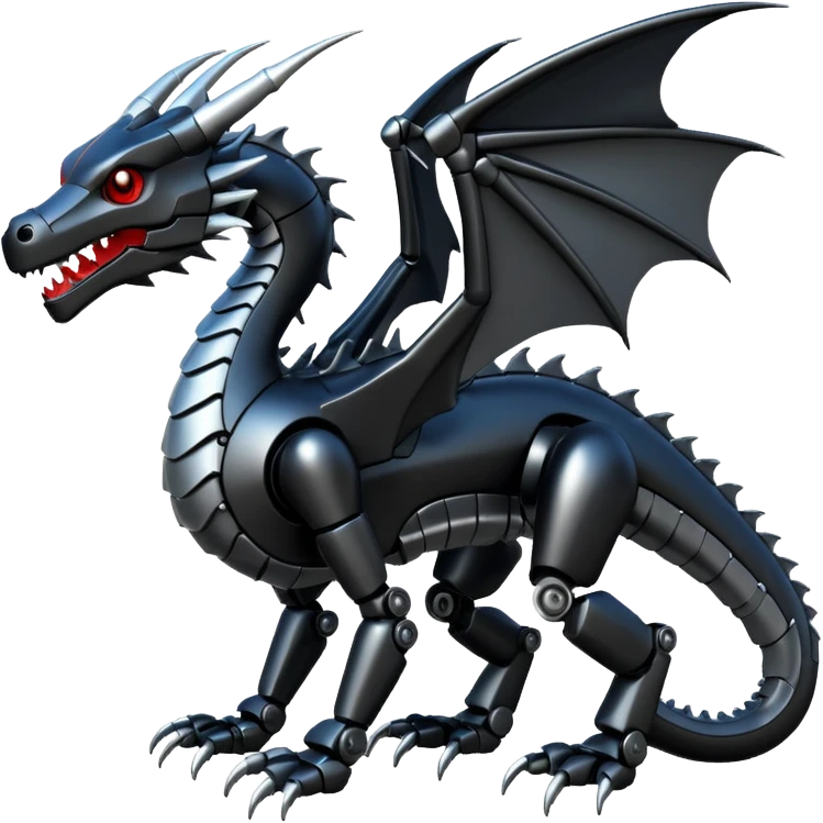 black robotic dragon emoji