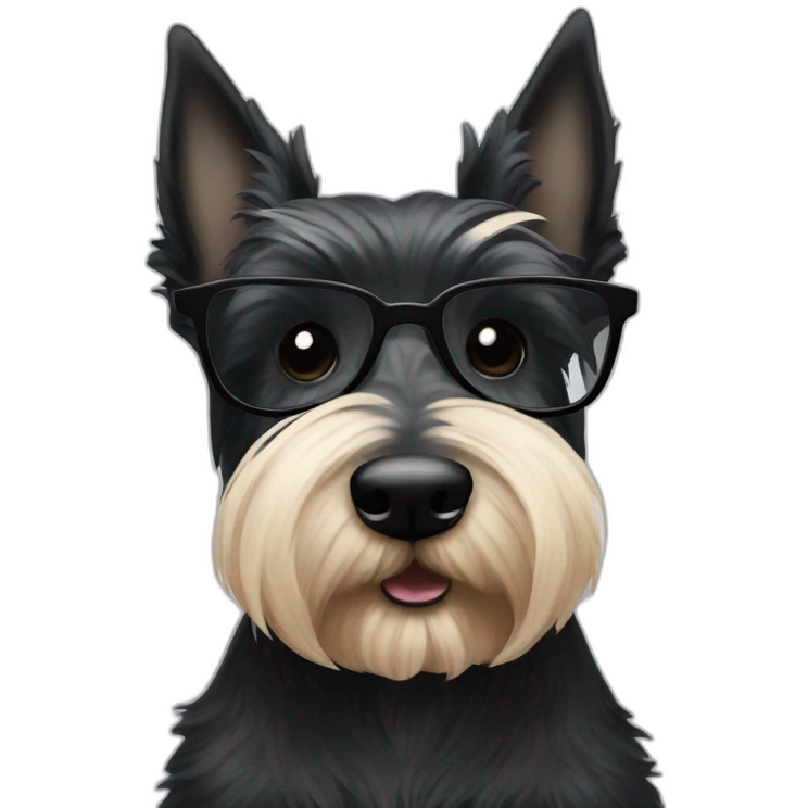 Scottish terrier with glasses black emoji