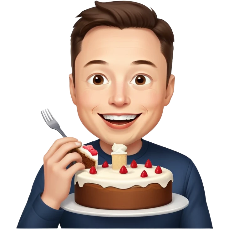Elon Musk eats cake. emoji