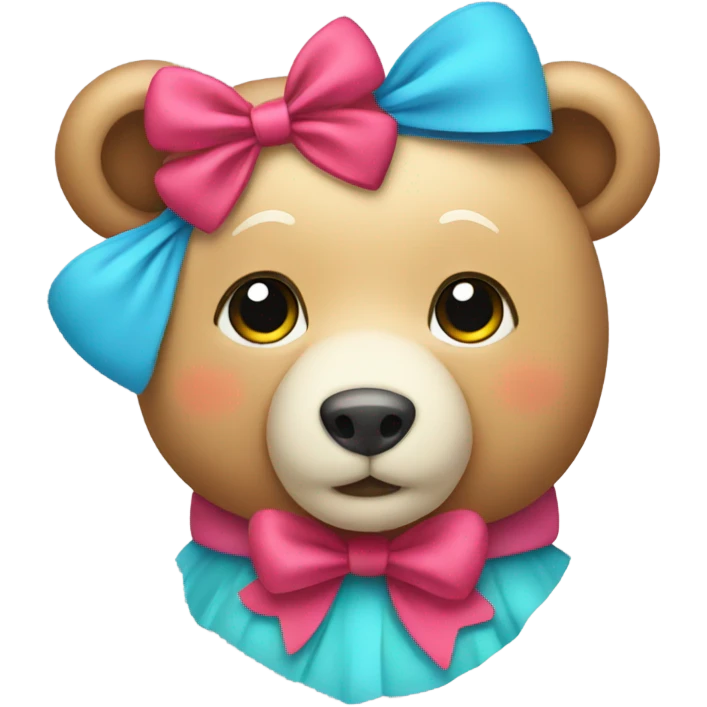 Créate a cute bear with a bow emoji