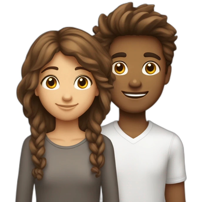 Adolescent possédant des cheveux marrons clair et une peu mâte, il a aussi des yeux bruns. Il est souriant. Il a quelques tâches de rousseur. Il fait un like avec sa main droite. emoji