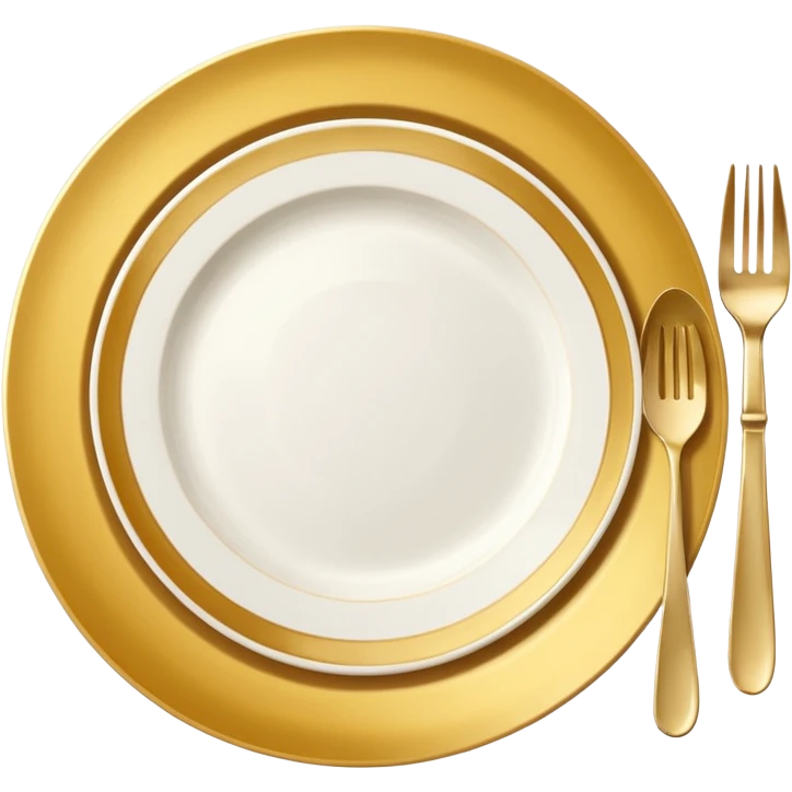 golden and white plate with golden and white cuttlery emoji