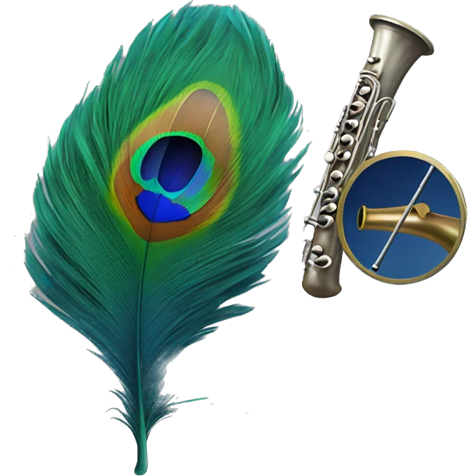 Peacock feather attached to flute emoji