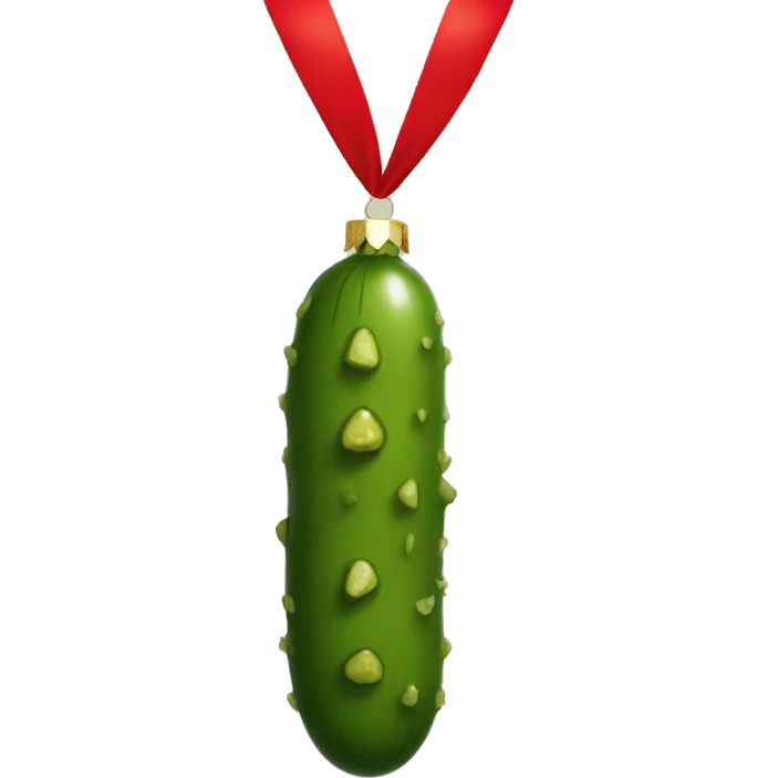 Pickle Christmas ornament with red ribbon emoji