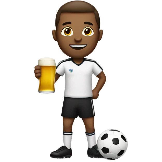Man with beer playing soccer emoji