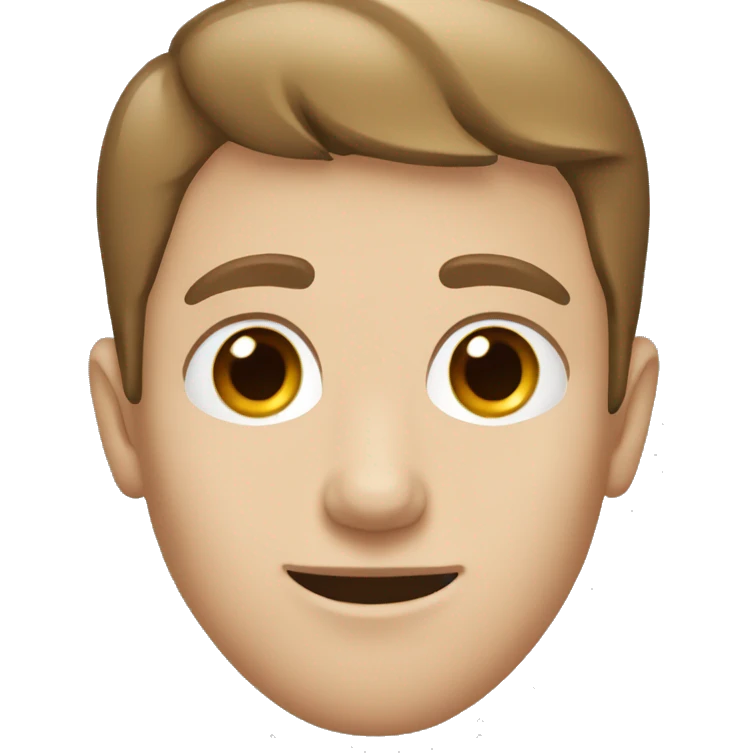 white boy with short brown hair and eye brows emoji