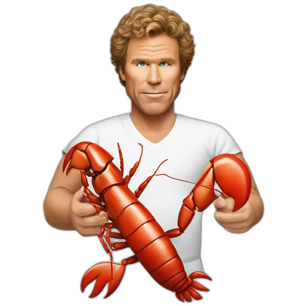 Will Ferrell holding a lobster in a diaper emoji