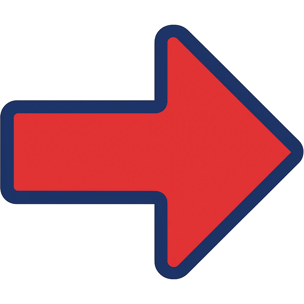 Change the arrow color to red, keep the modern flat blue style, with no background. emoji
