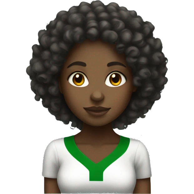 a black girl with big curly hair and  having a Nigerian flag  emoji