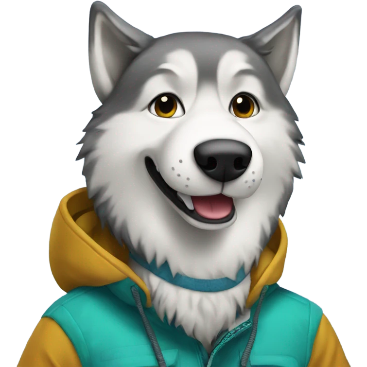 Snowboarding Huskie  emoji