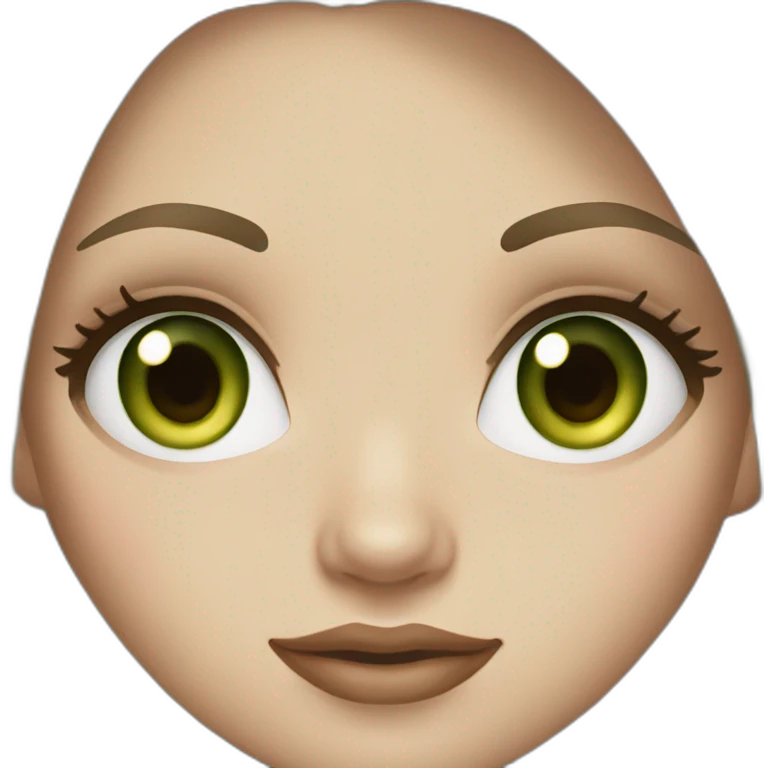 White girl with Green eyes and long chocolate hair emoji