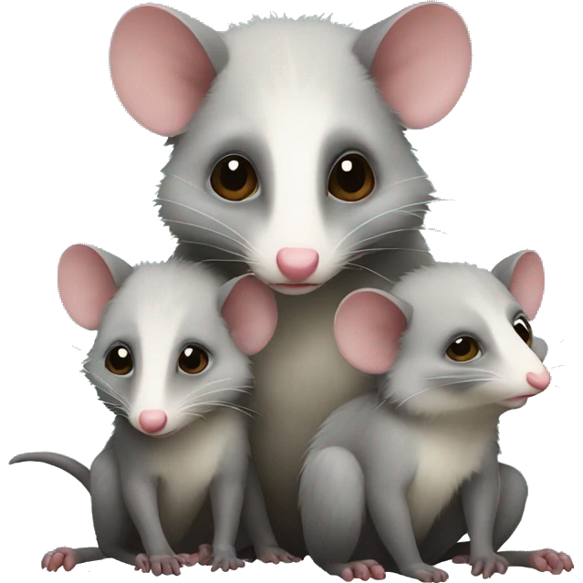 Possum with babies on it emoji
