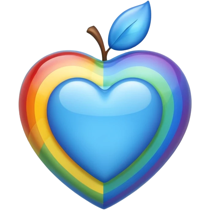 blue heart with a rainbow inside, apple emoji style emoji