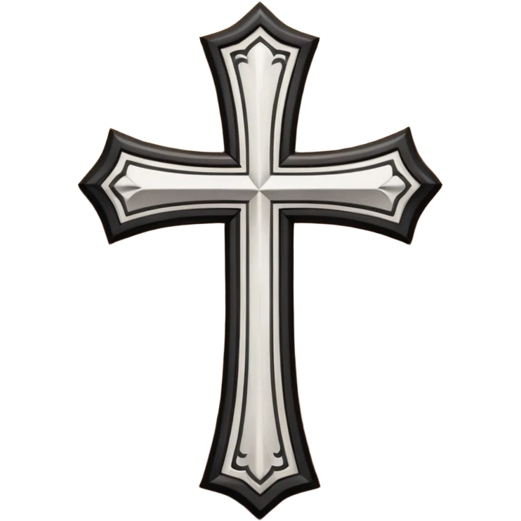 a black and white detailed cross emoji