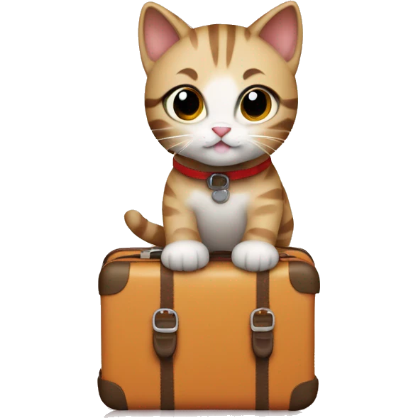 a cute cat going to sea trip with a luggage emoji