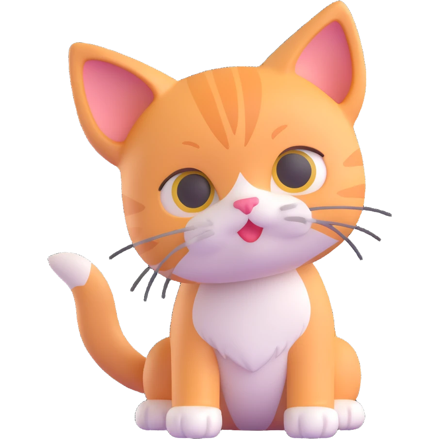 cute kitten, 3D cartoon style emoji