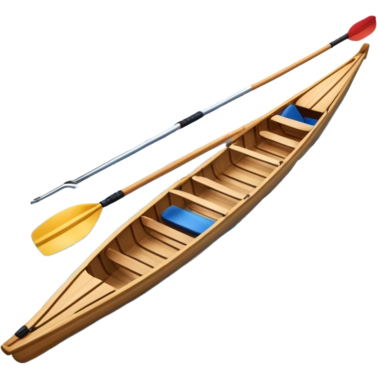 An icon showing a close-up of crossed oars, a sleek racing shell, and rippling water, symbolizing rowing. The design includes droplets in motion and a streamlined boat tip cutting through waves. Transparent background emphasizes strength, precision, and the spirit of competitive rowing emoji