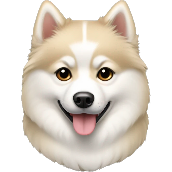 White and beige pomsky emoji