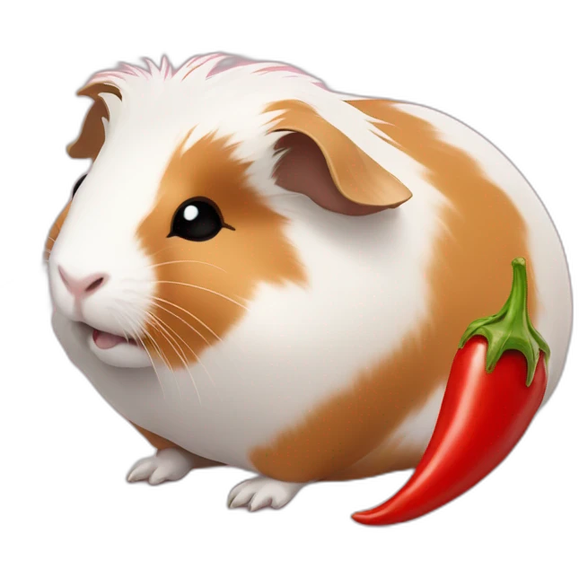 Guinea pig eating a chili pepper emoji