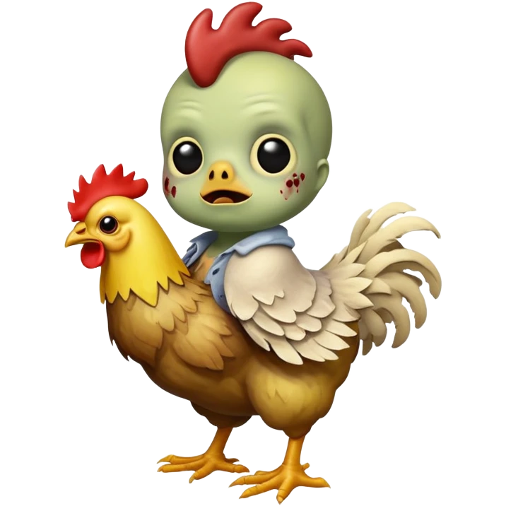 Baby zombie riding a chicken emoji