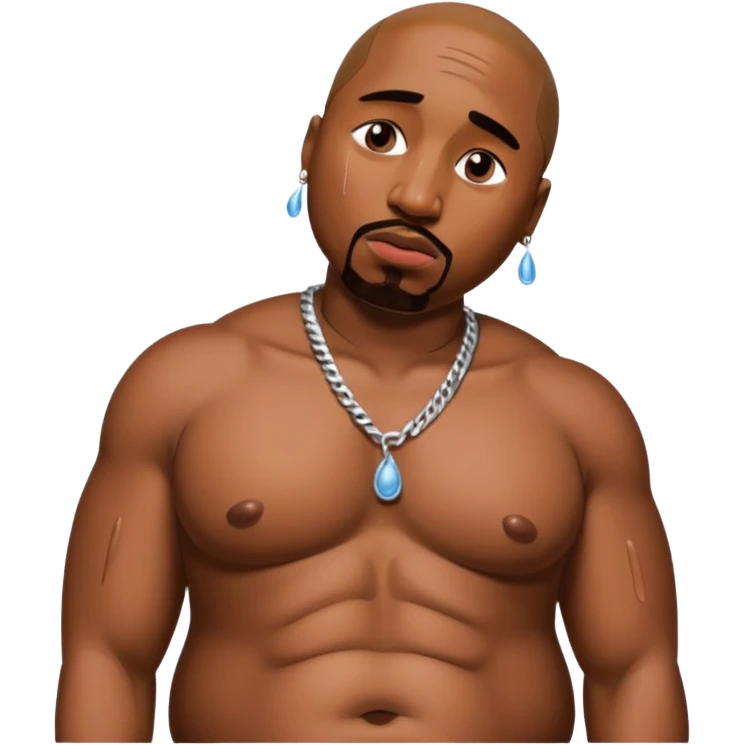 tupac, sobbing large tears, really fat and obese belly emoji