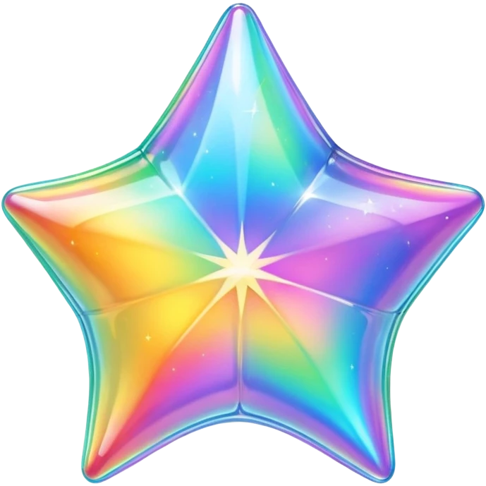 vibrant holographic rainbow y2k aesthetic hollow glass star bubble  emoji
