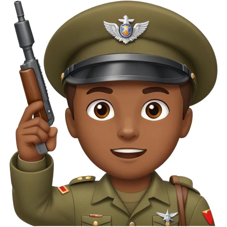 enthusiastic soldier with weapon raised up in his hand emoji