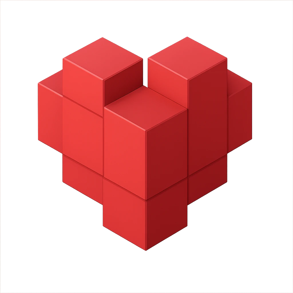 heart, minimalist geometric style, 3D blocks icon emoji