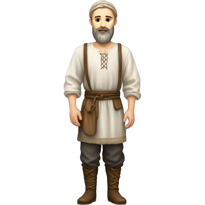 photorealistic white slavic peasant with beard full body, Slavic ethnic clothing emoji