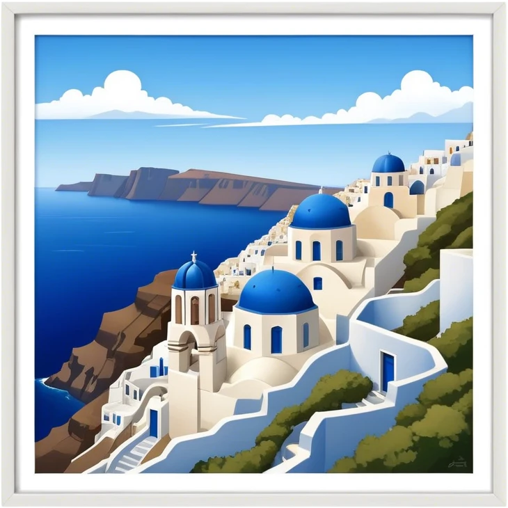 Cinematic Realistic Santorini Caldera Landscape Emoji, depicted with dramatic white‚Äêwashed cliffs overlooking a deep blue sea rendered with crisp textures and radiant lighting. emoji