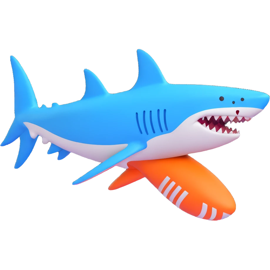blue shark with blue Nike tennis shoes, running on land emoji
