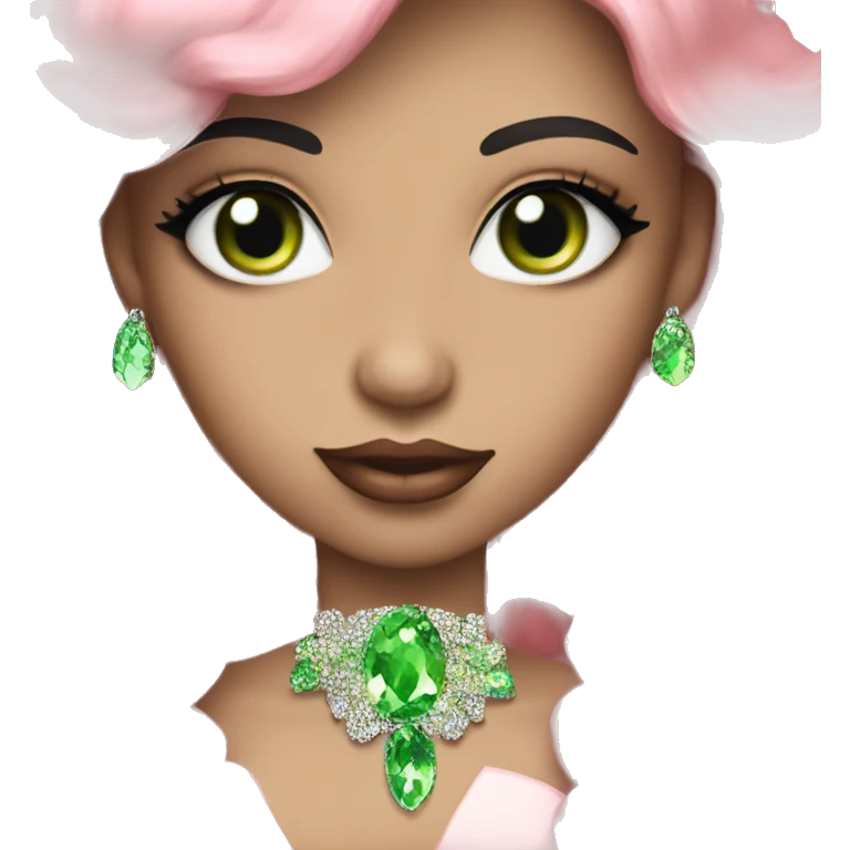 Beautiful bling girl with green eyes and pink lips  emoji