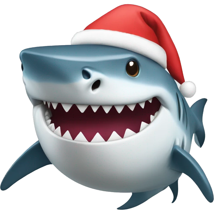 Shark with Christmas hat emoji