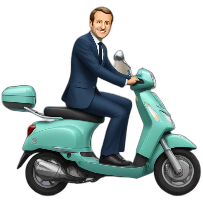 Emanuel Macron sur un scooter  emoji
