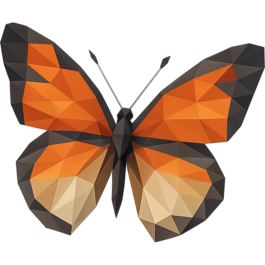 illustration of a butterfly made of geometric shapes in polygonal style emoji