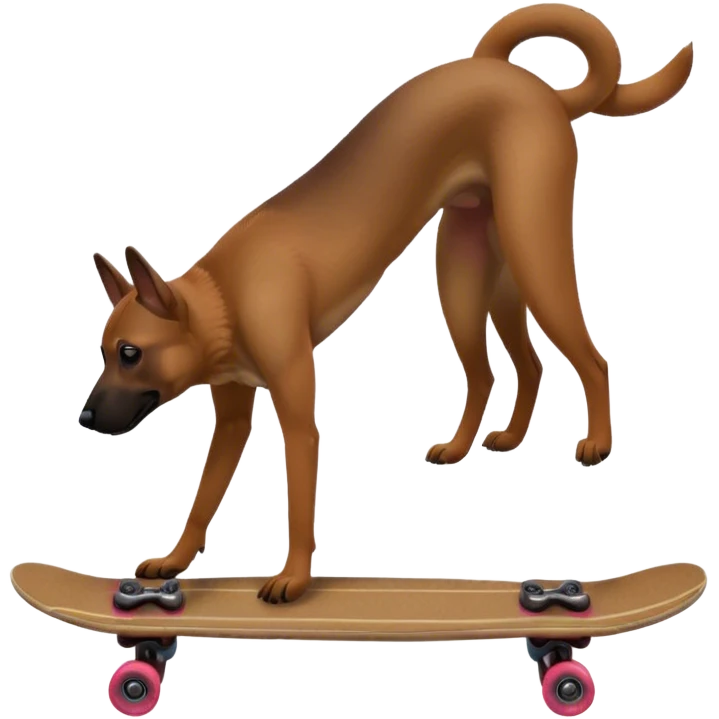 Belgian Malinois doing a handstand on a skateboard emoji